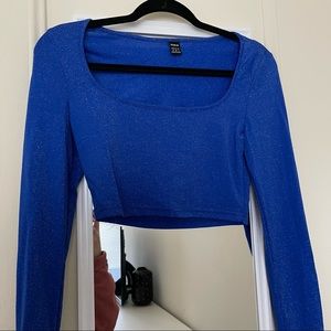 ☘️2/$20 Bundle Deal Royal Blue Sparkly Crop Top SHEIN